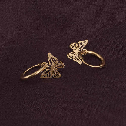 Sylvia Butterfly Hoop Drop Earrings