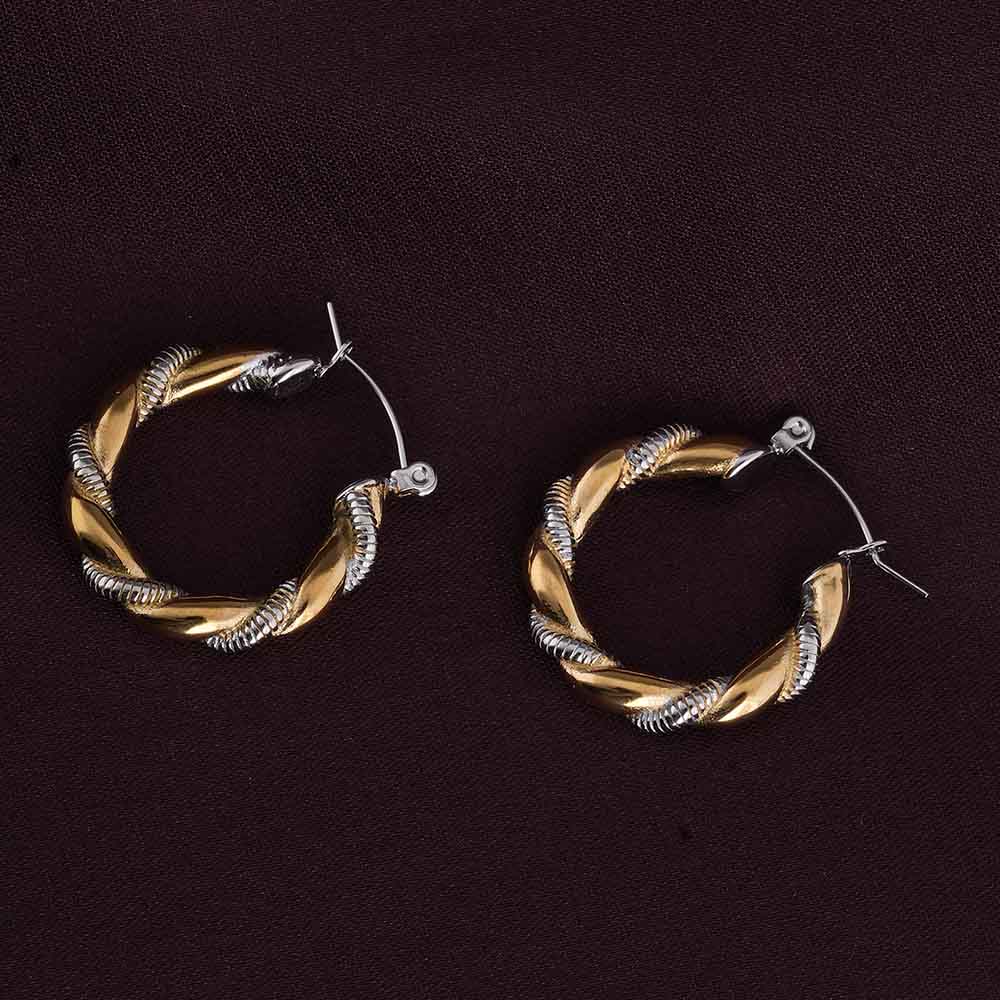 Golden Silver Twisted Hoop Earrings