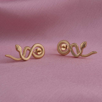 Gold Snake Drop Earrings
