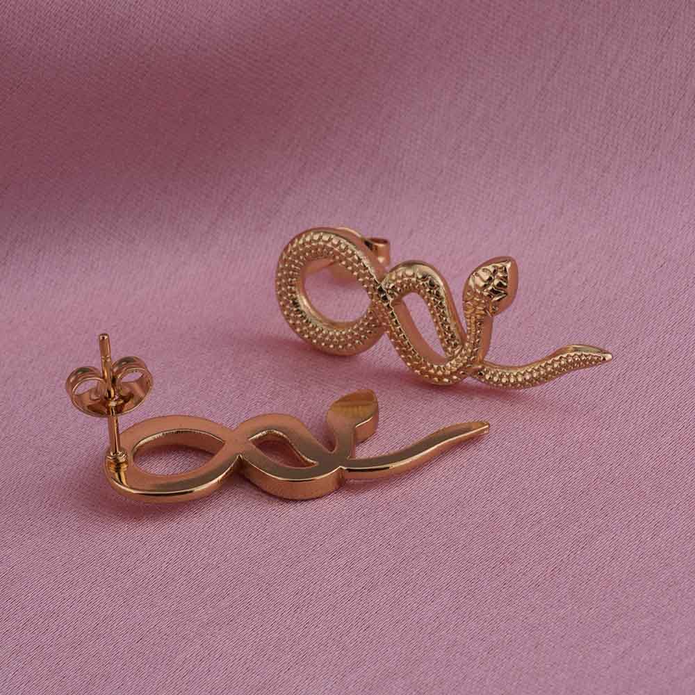 Gold Snake Drop Earrings