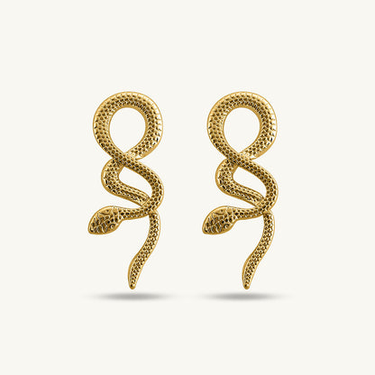 Gold Snake Drop Earrings