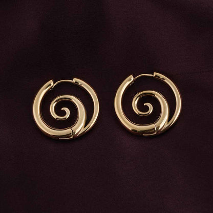 Spiral Serenity Golden Hoops Earrings