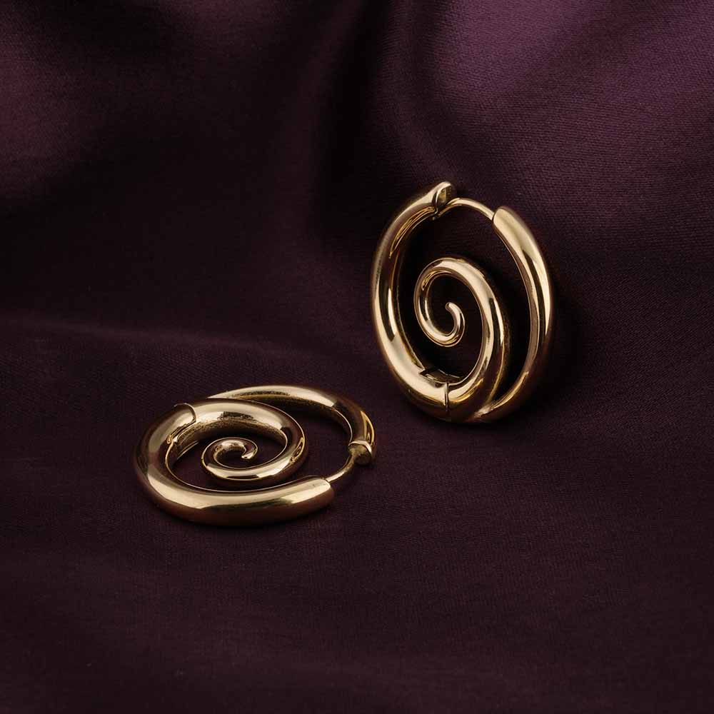 Spiral Serenity Golden Hoops Earrings