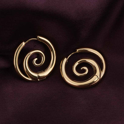 Spiral Serenity Golden Hoops Earrings