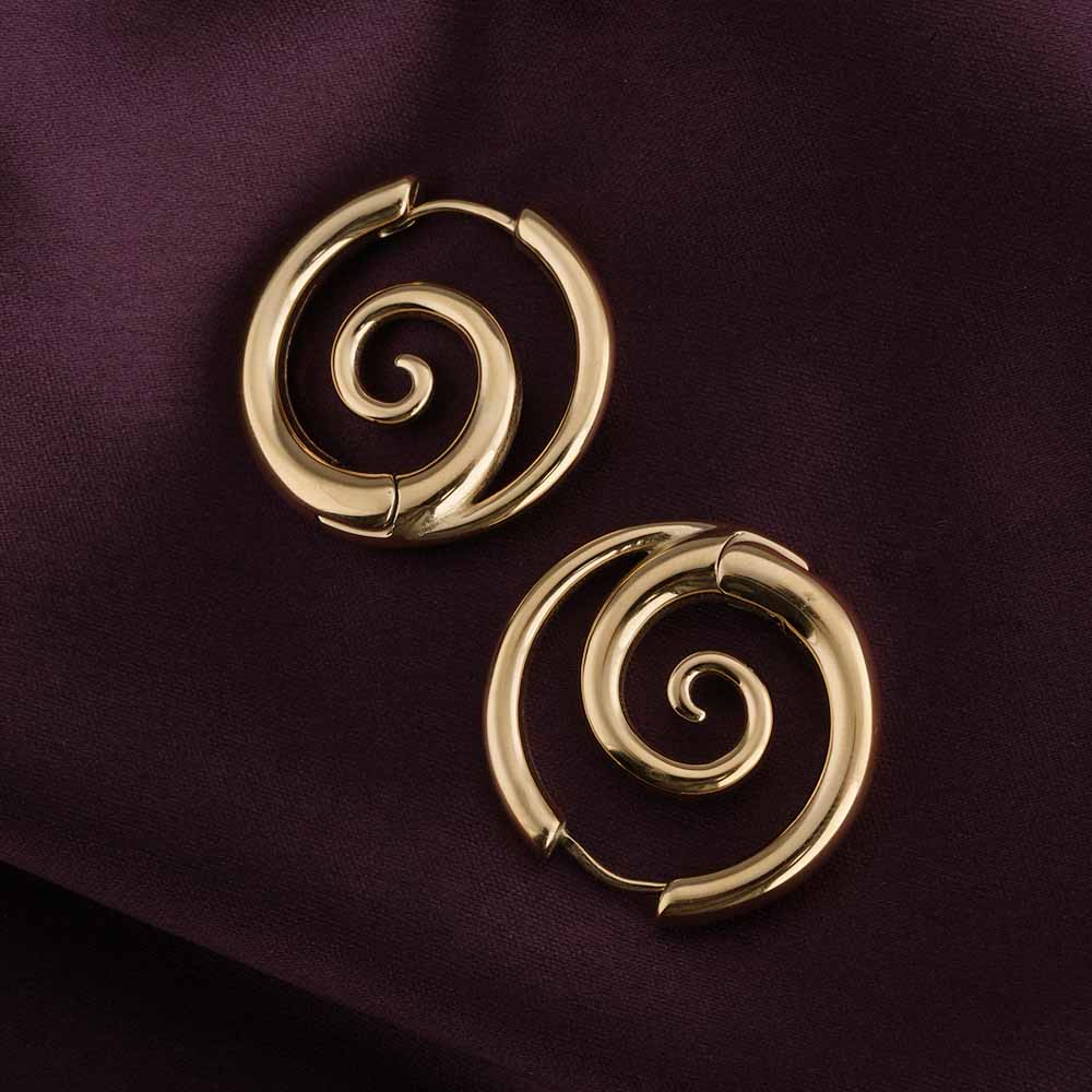 Spiral Serenity Golden Hoops Earrings