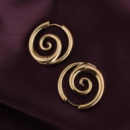Spiral Serenity Golden Hoops Earrings