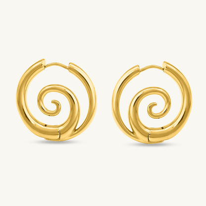 Spiral Serenity Golden Hoops Earrings
