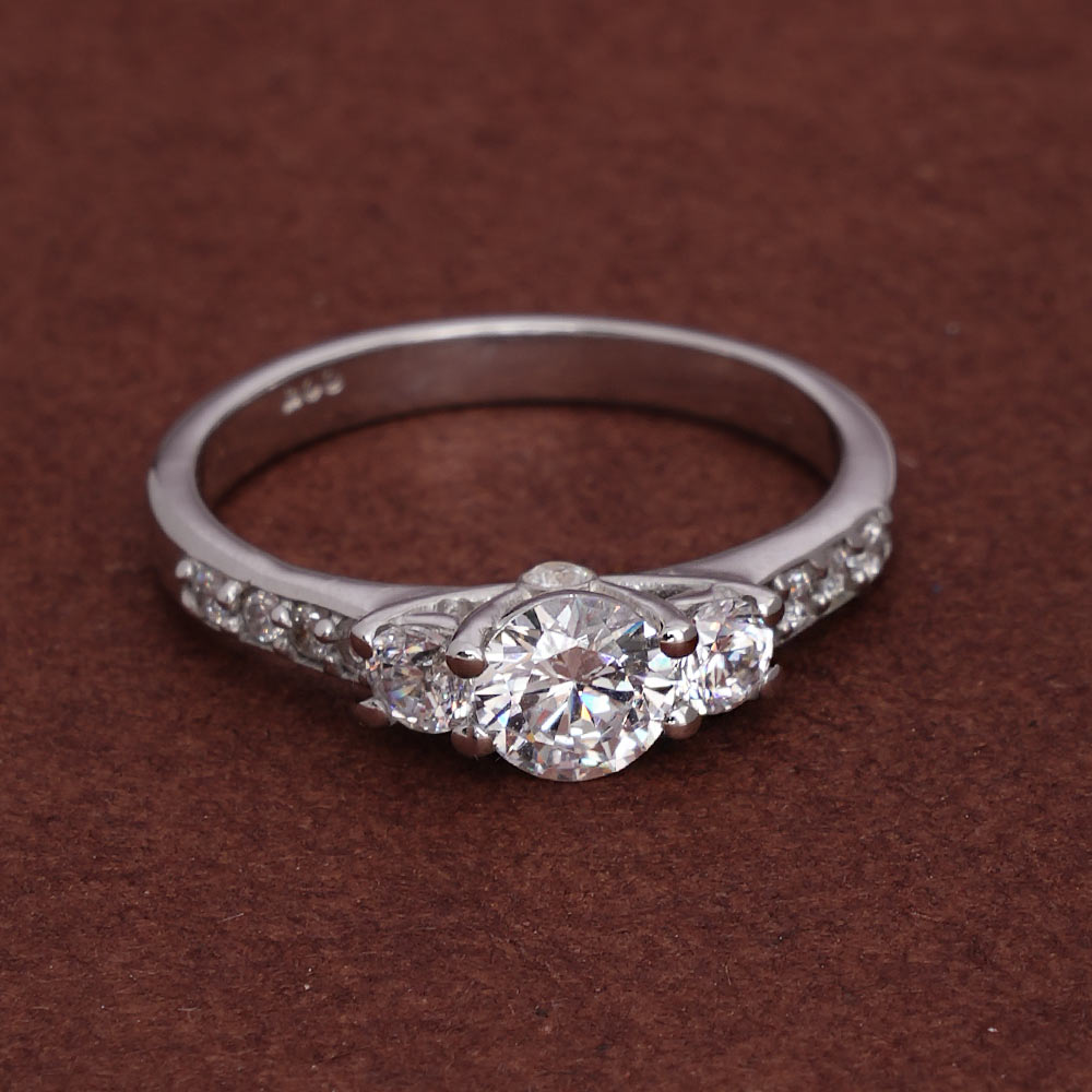 Scarlet 3 Stone Spark 925 Silver Ring