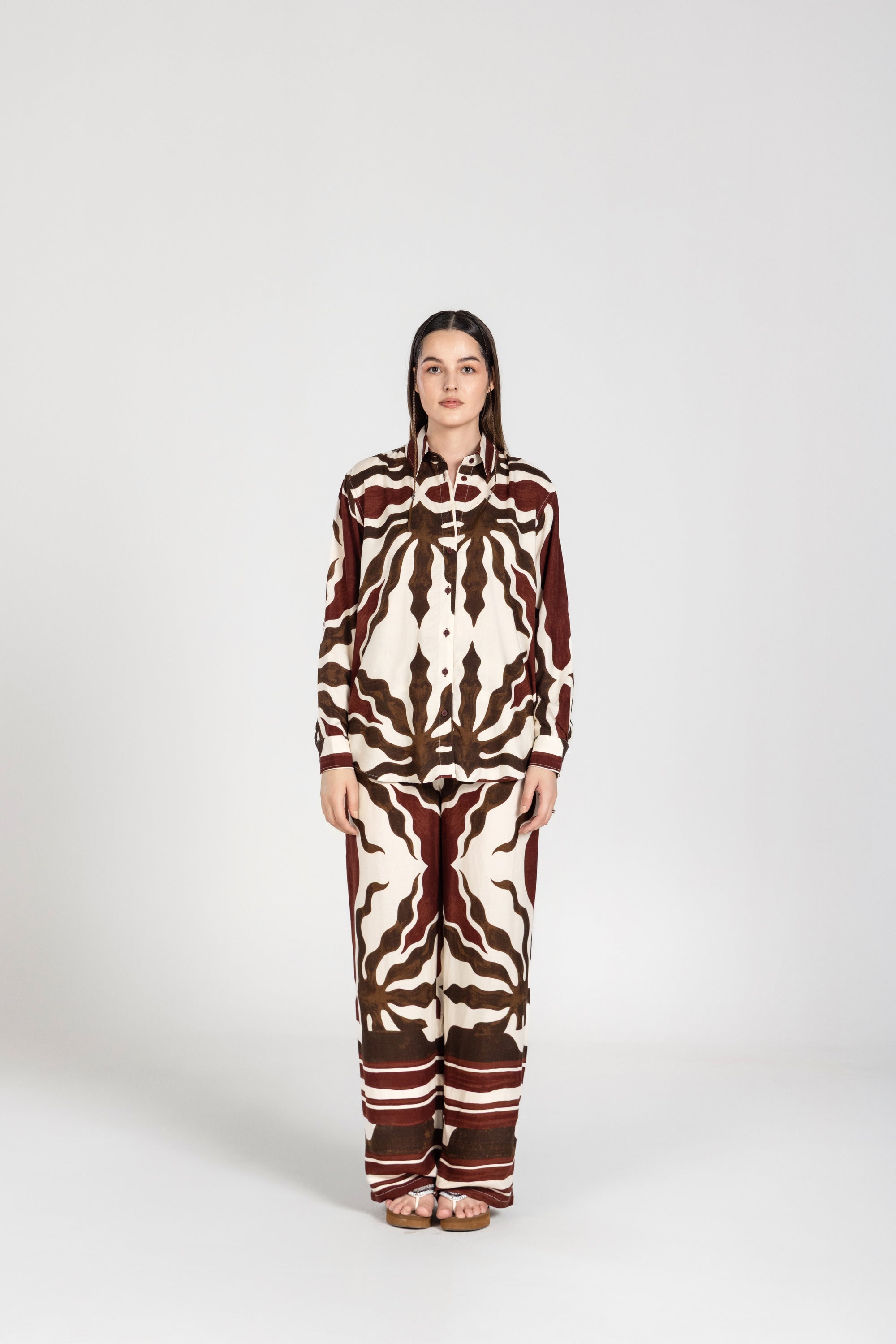 Abstract Brown Vasant Co-ord Set | Past Modern at Broadway