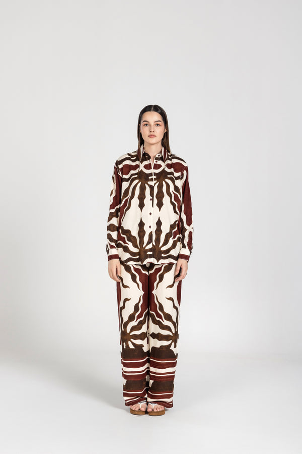 Abstract Brown Vasant Co-ord Set