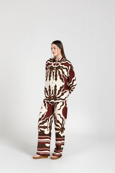 Abstract Brown Vasant Co-ord Set