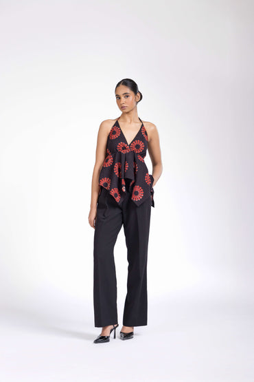 Red Halter Top With Necktie