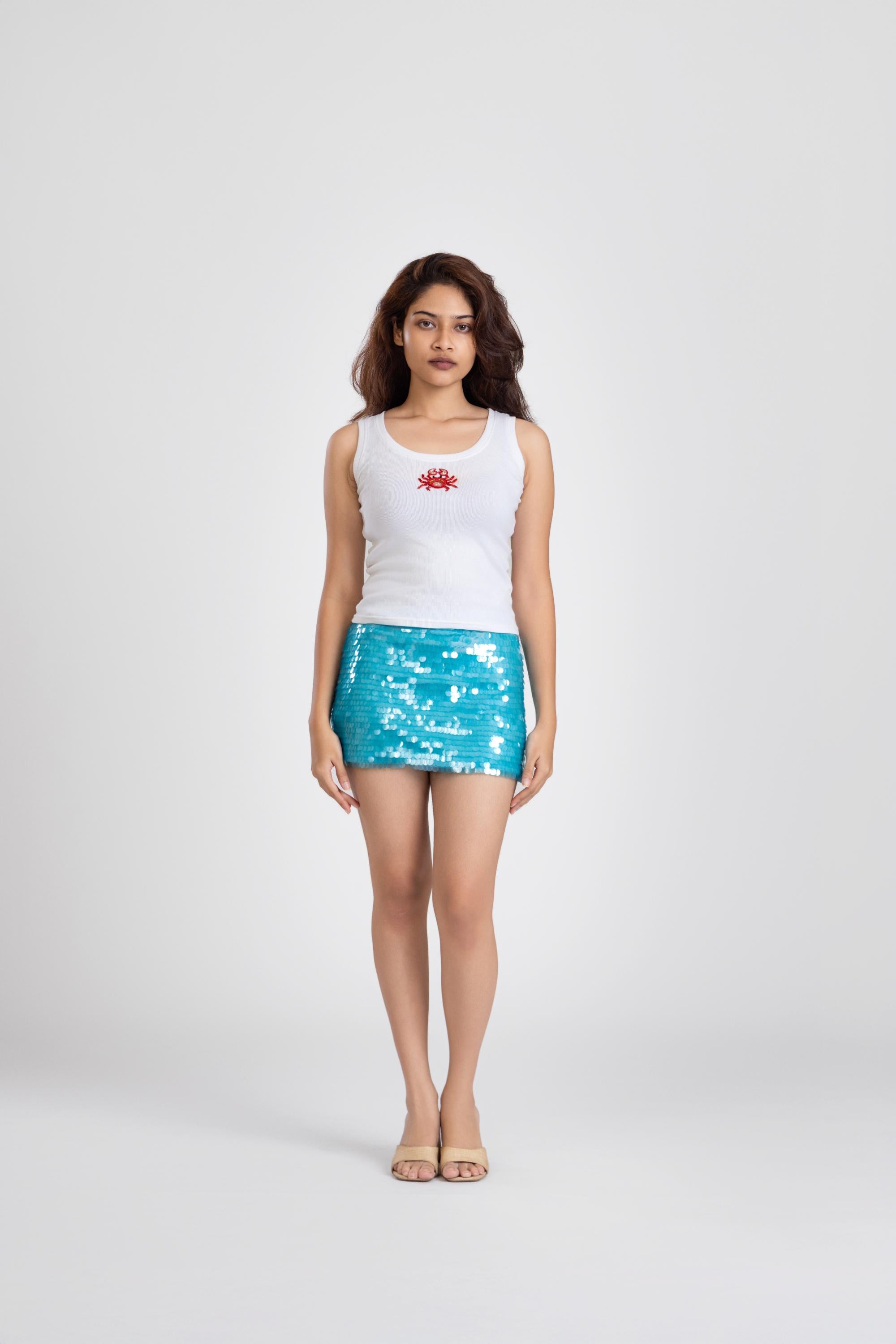 Blue Shell Sequin Skirt | Past Modern at Broadway