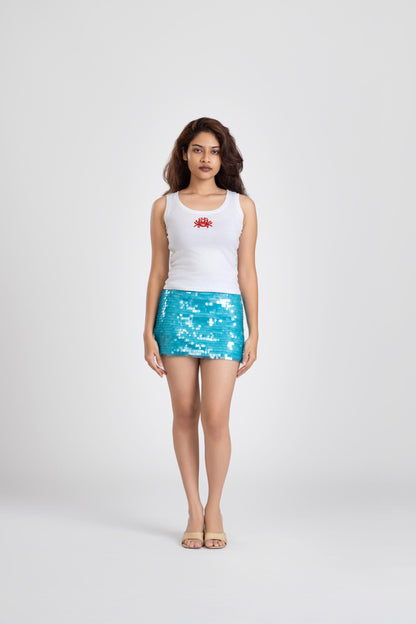 Blue Shell Sequin Skirt | Past Modern at Broadway