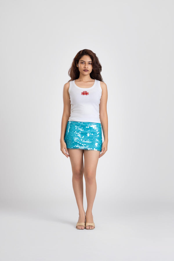 Blue Shell Sequin Skirt