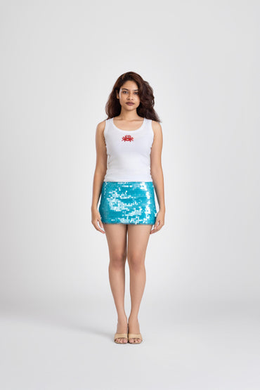 Blue Shell Sequin Skirt