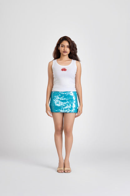 Blue Shell Sequin Skirt | Past Modern at Broadway