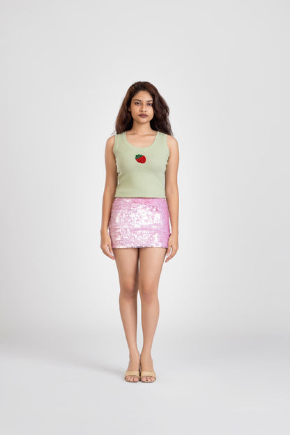 Pink Shell Sequin Skirt