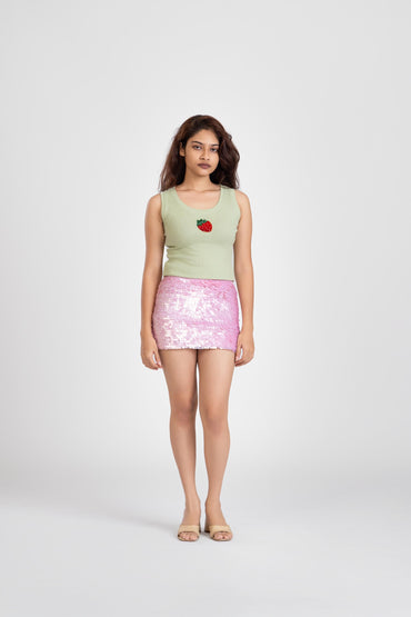 Pink Shell Sequin Skirt