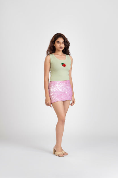 Pink Shell Sequin Skirt