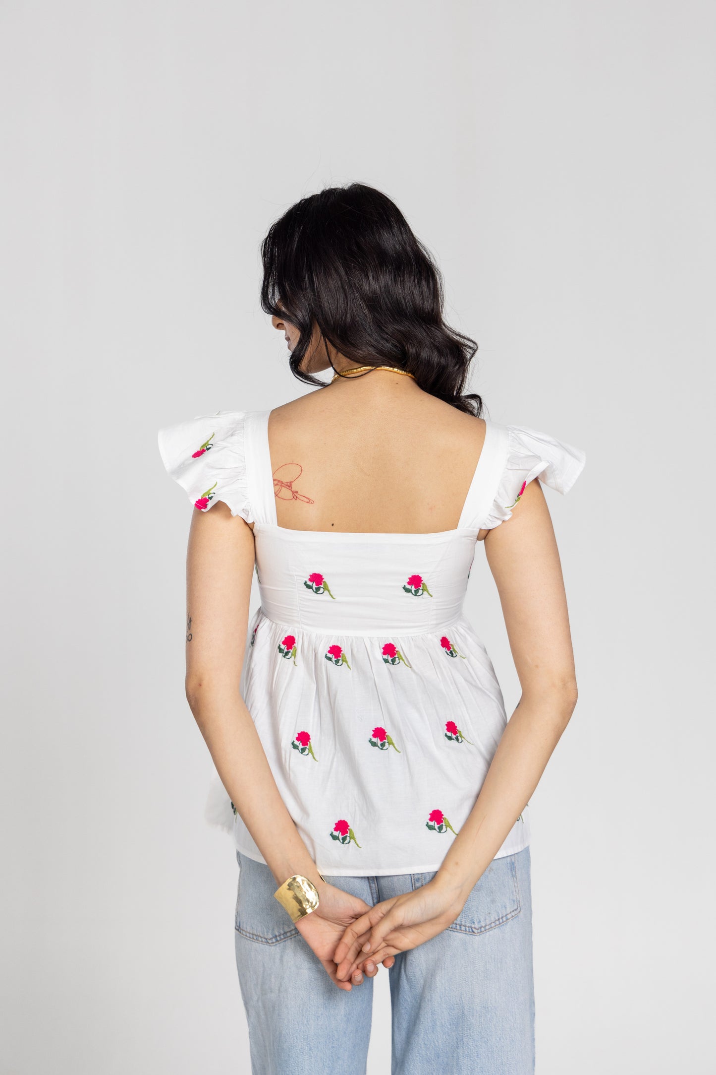 Parrot Peony Ruffle Sleeve Top | Past Modern at Broadway