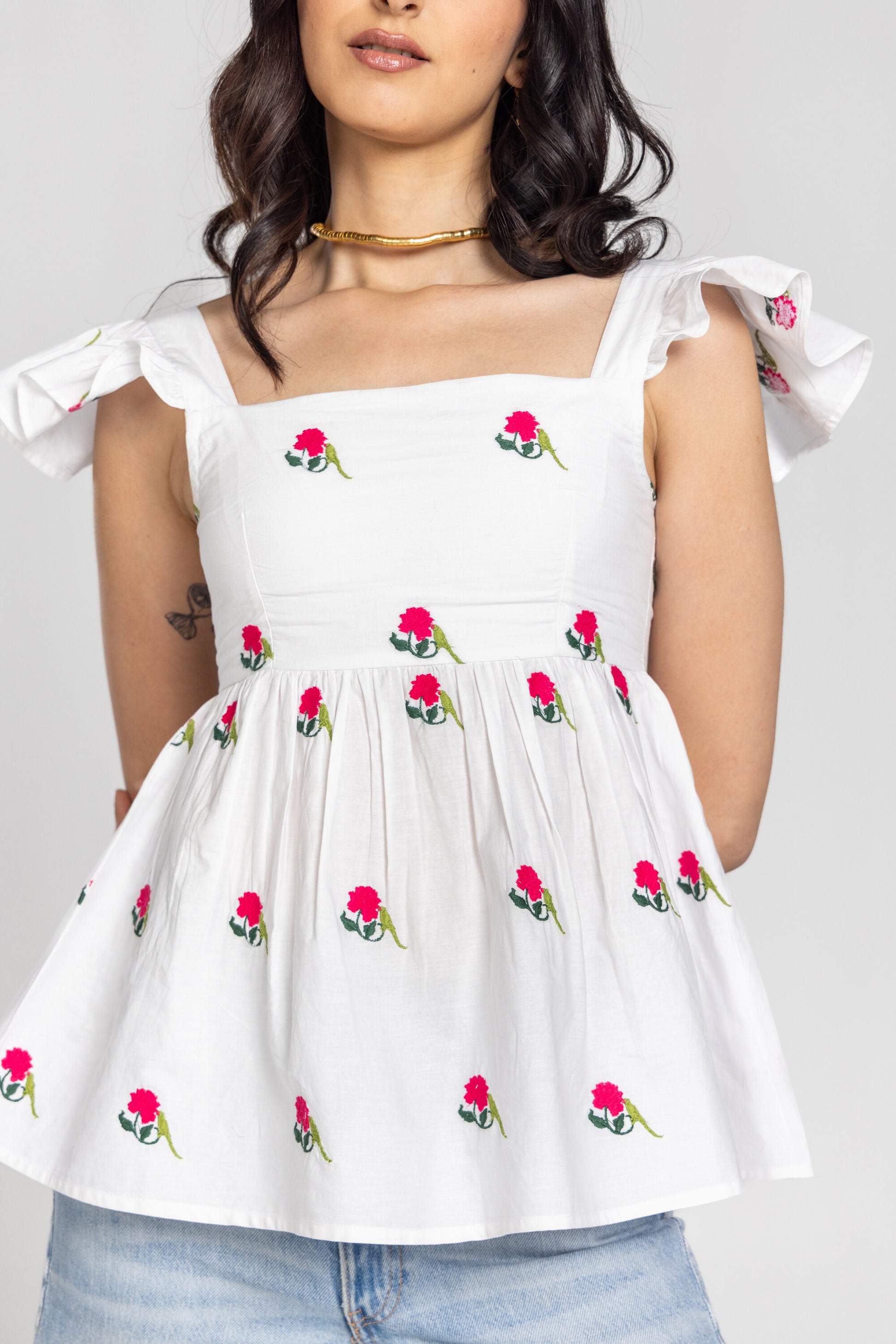 Parrot Peony Ruffle Sleeve Top | Past Modern at Broadway