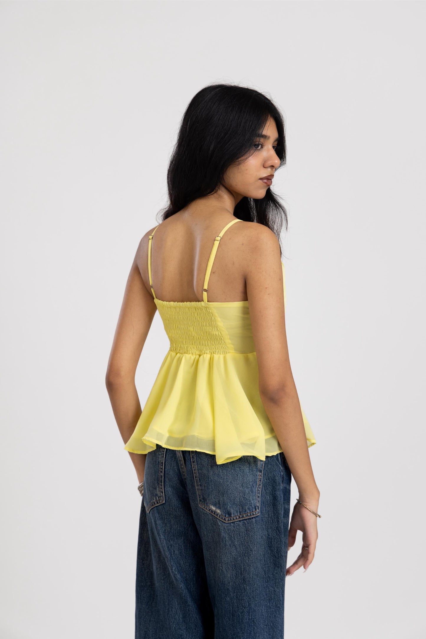 Yellow Pleated Top