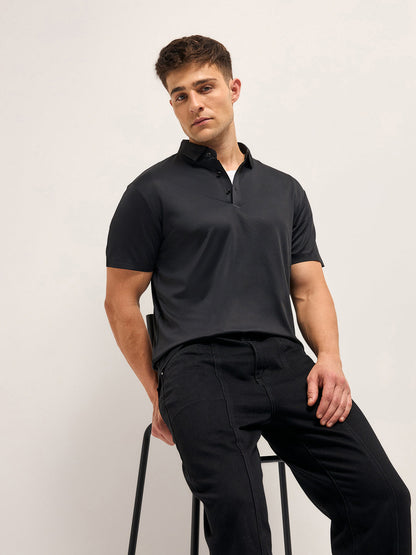 Men's Solid Slim Fit Performance Polo POL-ACCOM-BK