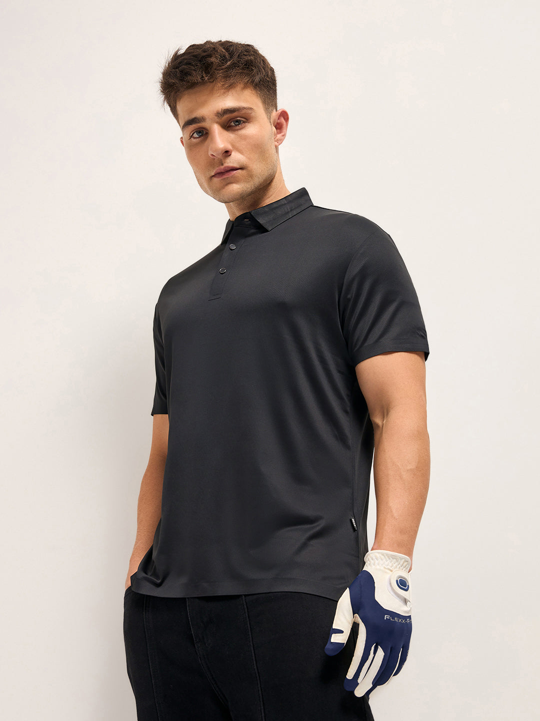 Men's Solid Slim Fit Performance Polo POL-ACCOM-BK