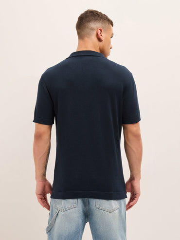 MenÕs Cotton Textured Regular Fit Polo POL-AIDEN-BL