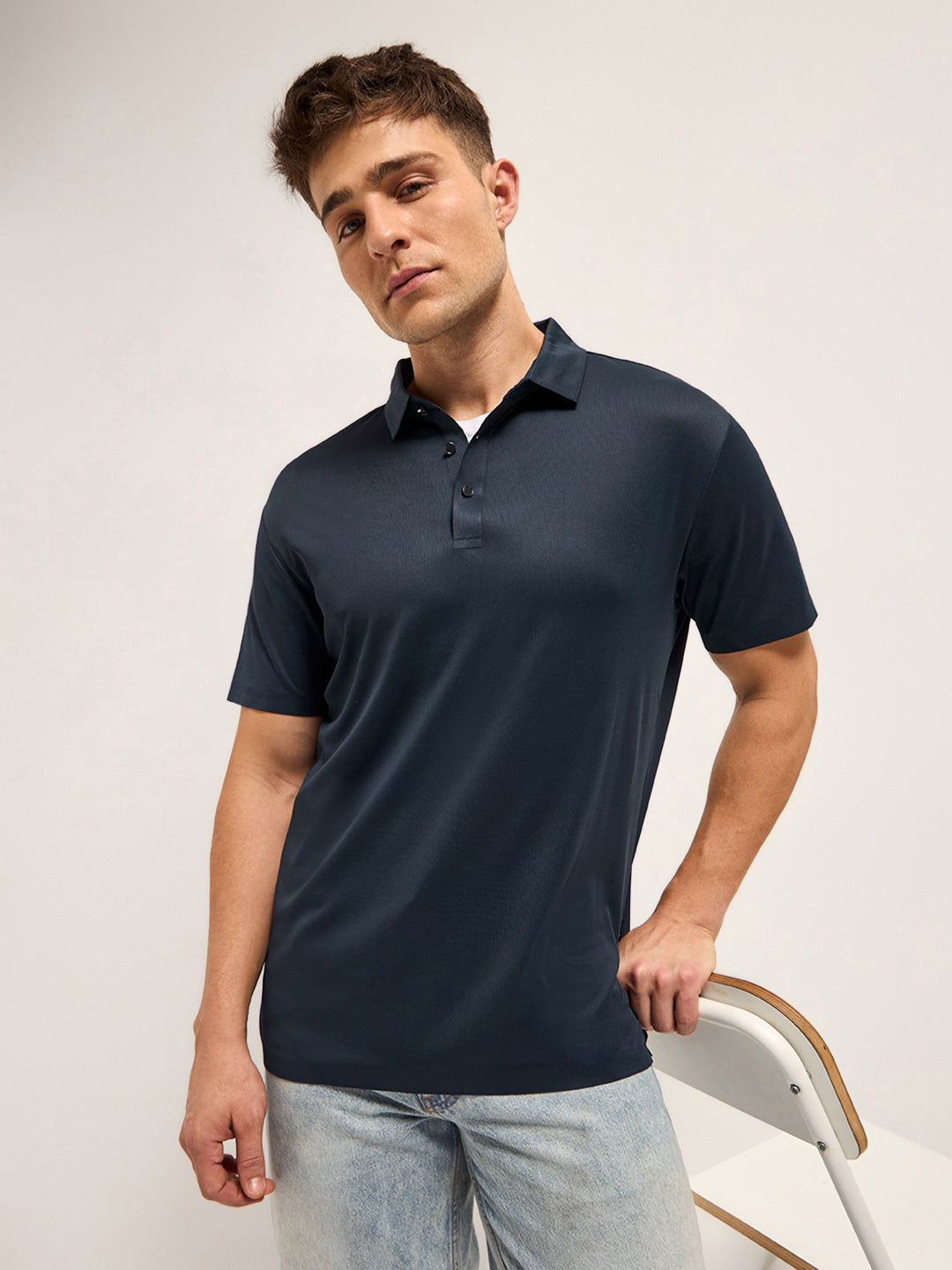 Men's Solid Slim Fit Performance Polo POL-AVENUE-BL | Bear House at Broadway