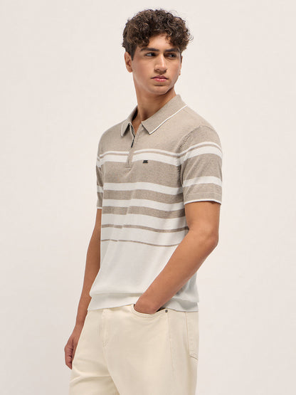 Men Striped Polo Collar Slim Fit T-shirt POL-BASTIN-BG