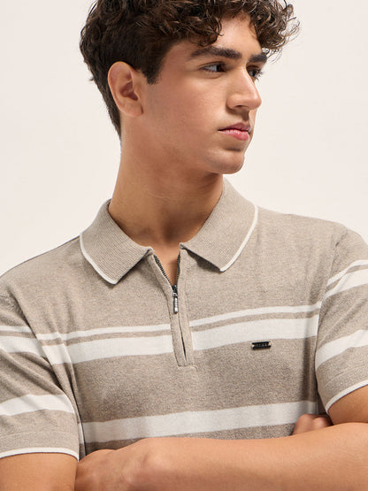 Men Striped Polo Collar Slim Fit T-shirt POL-BASTIN-BG