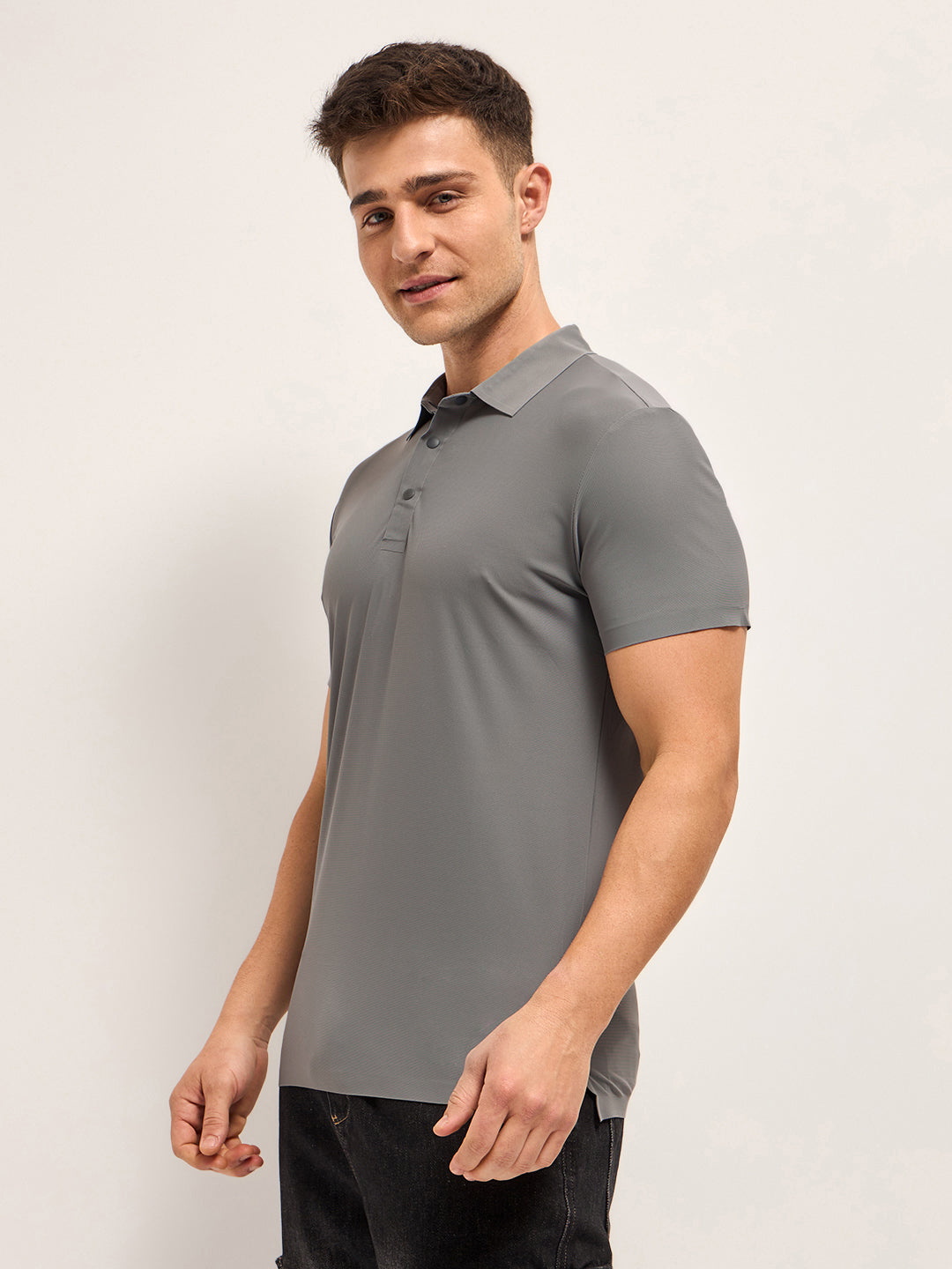 Men's Solid Slim Fit Performance Polo POL-BESTEN-GY