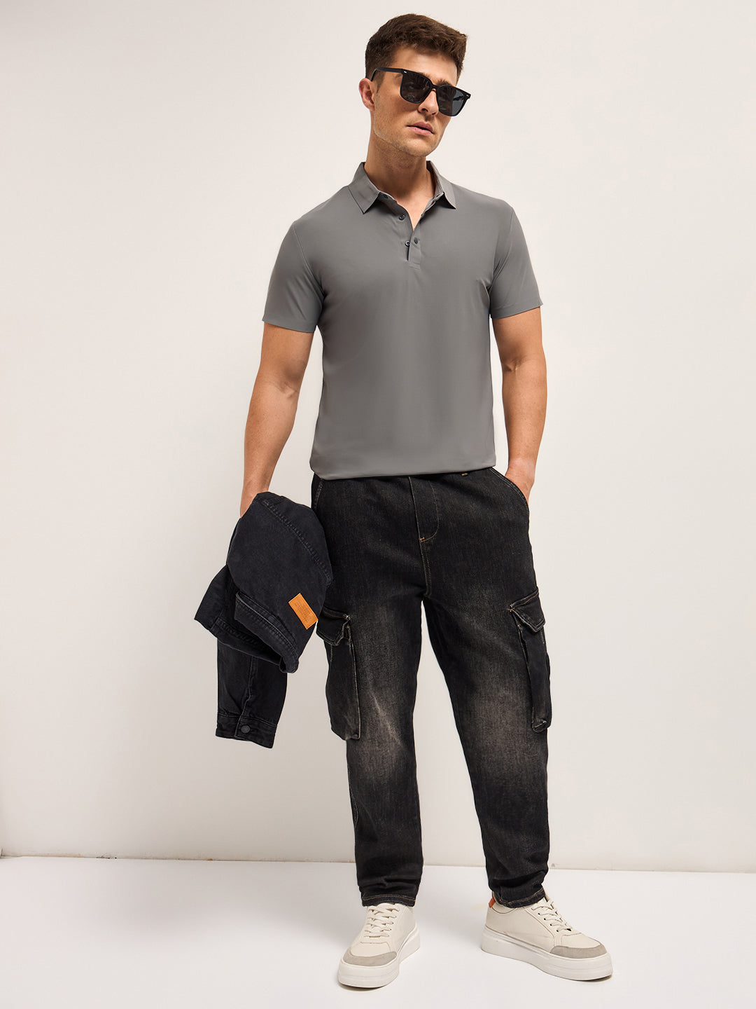 Men's Solid Slim Fit Performance Polo POL-BESTEN-GY