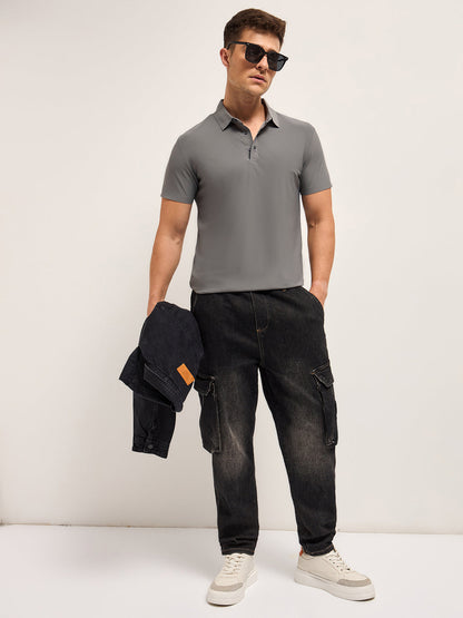 Men's Solid Slim Fit Performance Polo POL-BESTEN-GY