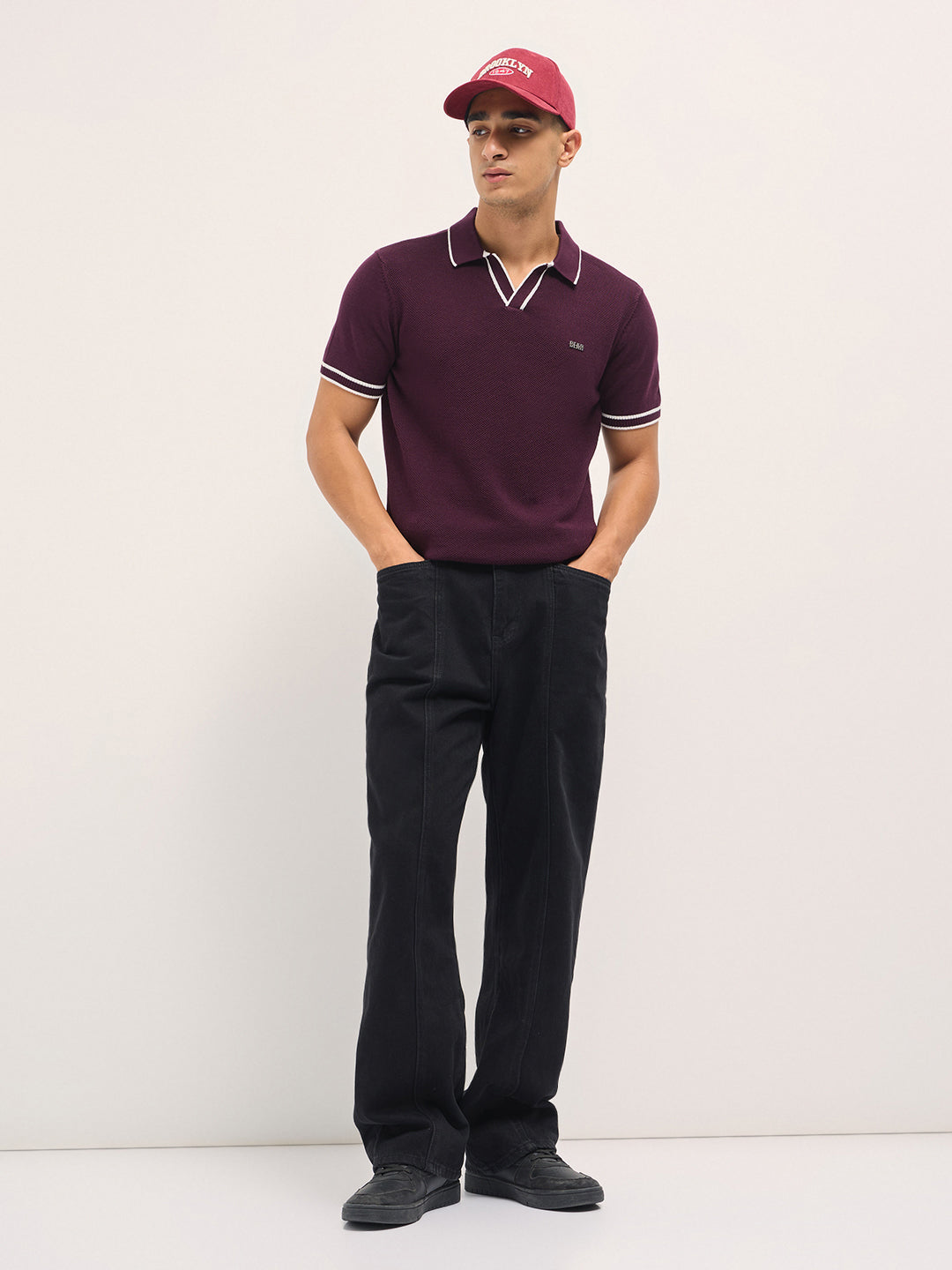 Men's Cotton Textured Knitted Slim Fit Polo POL-BETSY-MR
