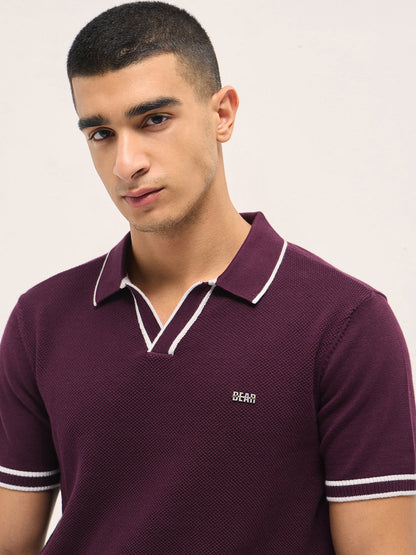 Men's Cotton Textured Knitted Slim Fit Polo POL-BETSY-MR