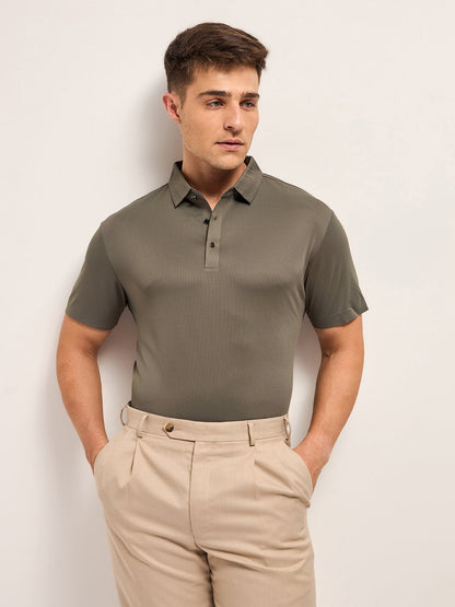 Men's Solid Slim Fit Performance Polo POL-DEFENCE-KH
