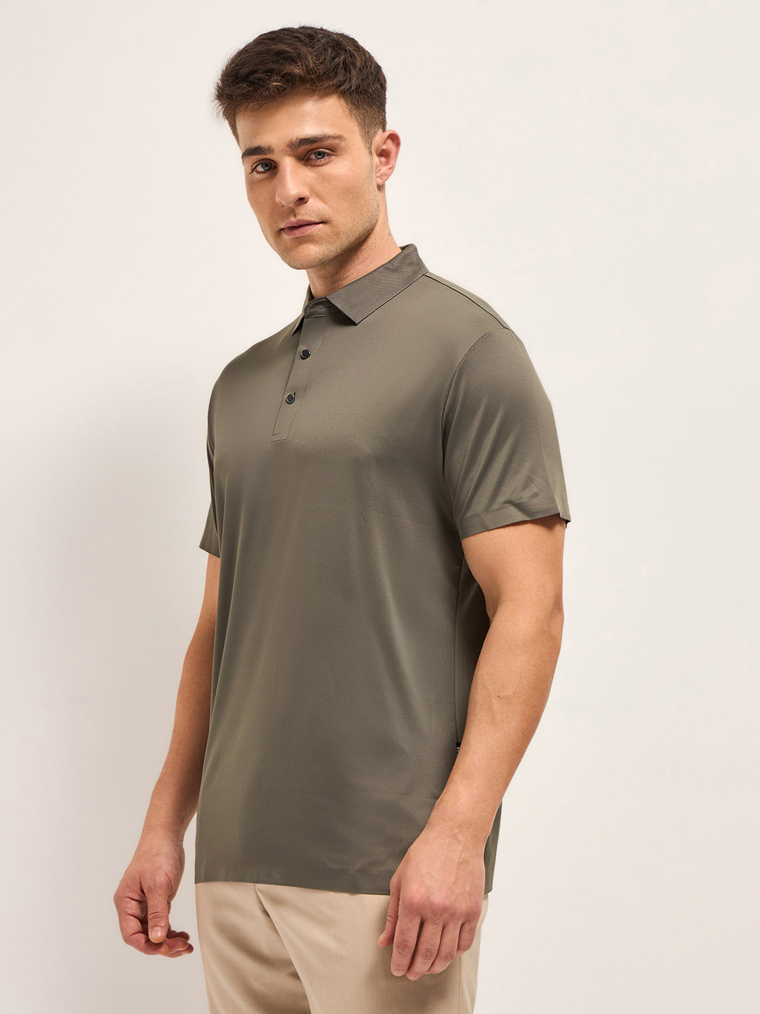 Men's Solid Slim Fit Performance Polo POL-DEFENCE-KH