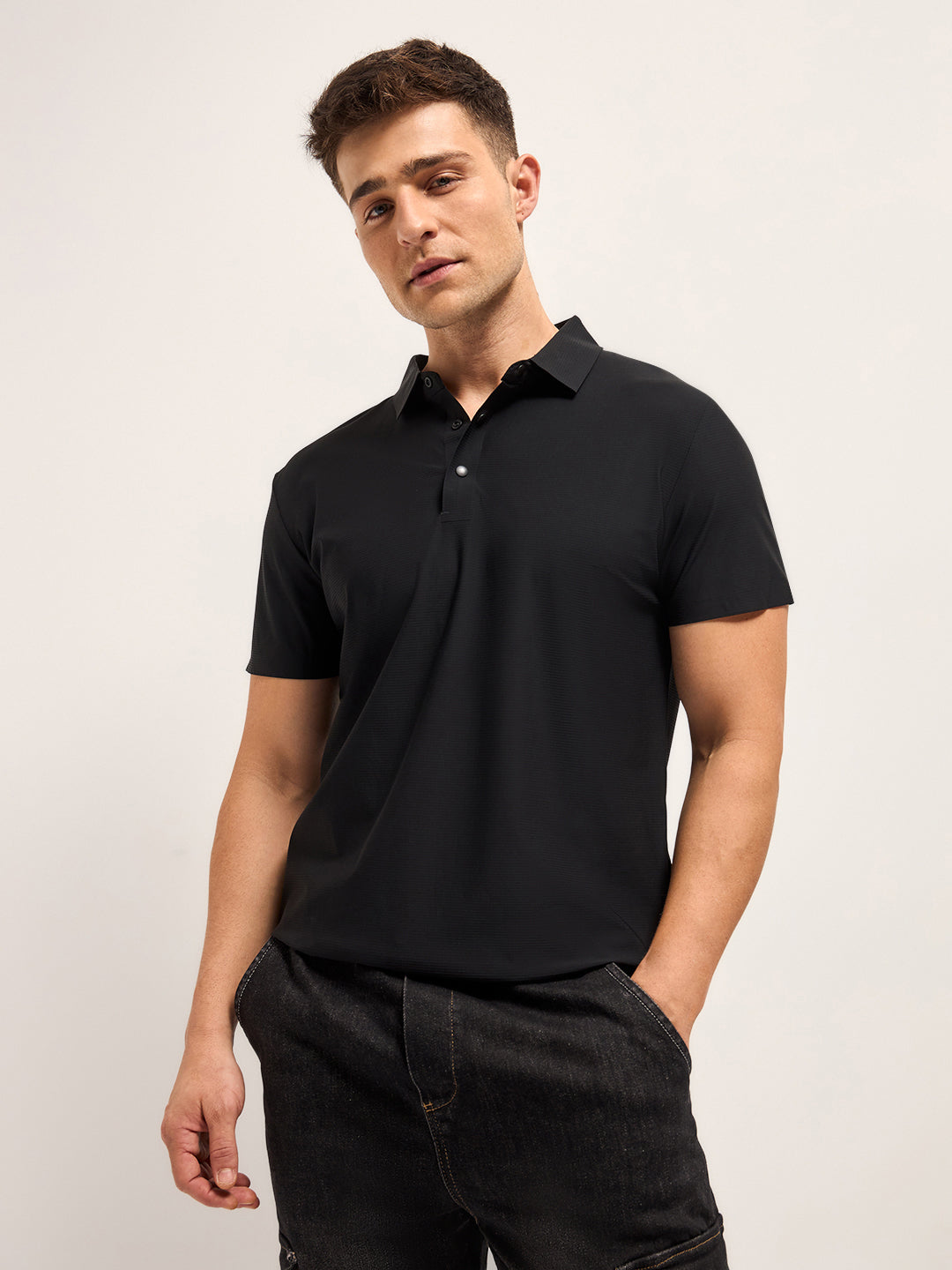 Men's Solid Slim Fit Quick Dry Performance Polo POL-DEPSCO-BK