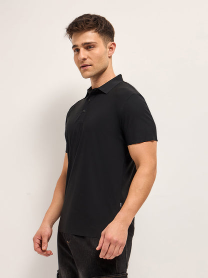Men's Solid Slim Fit Quick Dry Performance Polo POL-DEPSCO-BK