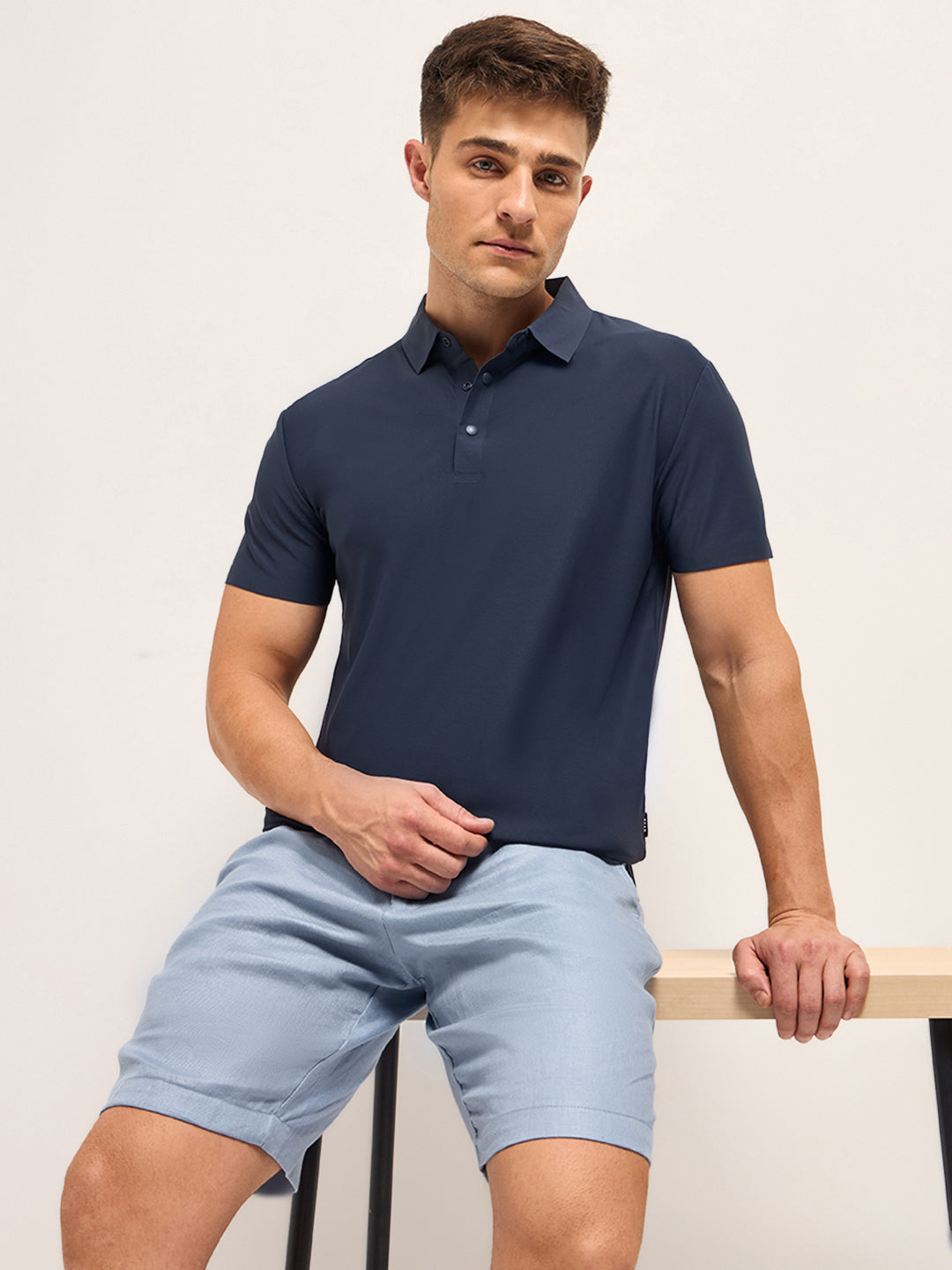 Men's Solid Slim Fit Performance Polo POL-DIARO-BL | Bear House at Broadway