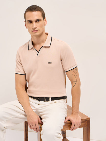 Men Pure Cotton Solid Flat Knit Slim Fit Polo POL-DOKO-PC