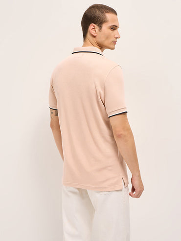 Men Pure Cotton Solid Flat Knit Slim Fit Polo POL-DOKO-PC