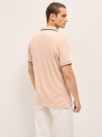 Men Pure Cotton Solid Flat Knit Slim Fit Polo POL-DOKO-PC