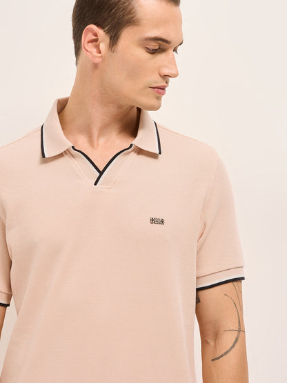 Men Pure Cotton Solid Flat Knit Slim Fit Polo POL-DOKO-PC