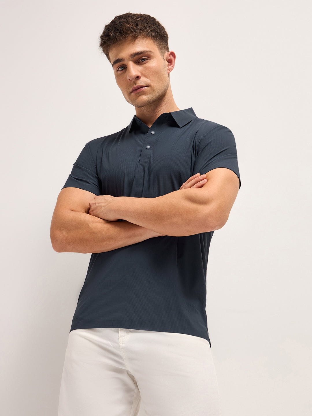 Men's Solid Slim Fit Quick Dry Performance Polo POL-DORKED-BL