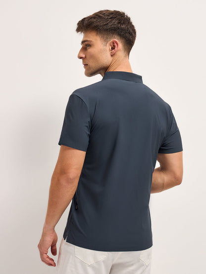 Men's Solid Slim Fit Quick Dry Performance Polo POL-DORKED-BL