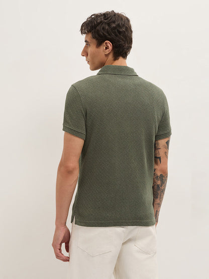 MenÕs Textured Slim Fit Polo T-Shirt POL-GAZIM-OL